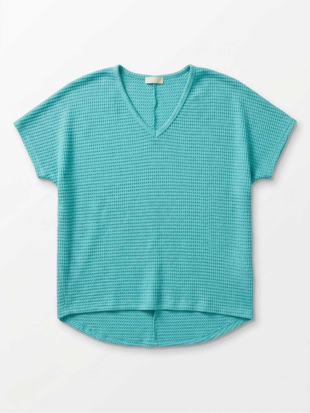 Women's Be Stage Waffle V-Neck Short Sleeve Top - Aqua